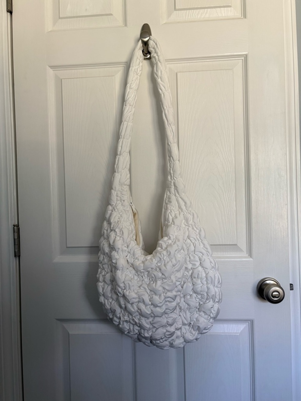 White Textured Shoulder Bag - Women